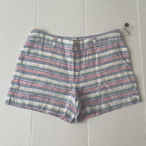 St Tropez || Woman’s Linen Striped Shorts Blue Pink Sz